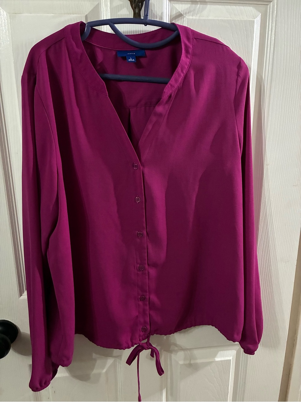 APT.9 Women's Large Purple Long Sleeve Button Down Blouse